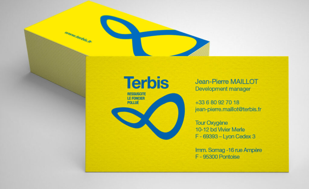 Cartes de visite Terbis, conception graphique Agence Alkantara